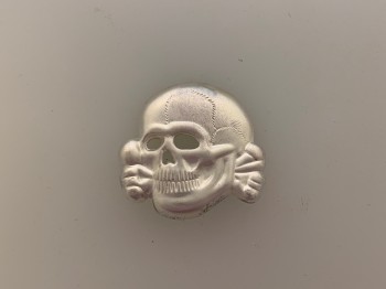 Waffen S.S. metal peaked cap skull- silvered