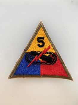 U.S. WW2  5th Armoured Division cloth sleeve patch