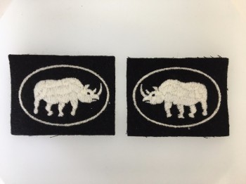British 2nd Armoured Brigade cloth sleeve patches. MATCHED PAIR.
