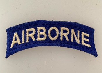 WWII AIRBORNE cloth shoulder title. White on blue