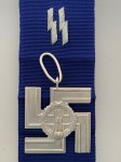 S.S. 12 Year Long Service Cross in silver with embroidered ribbon