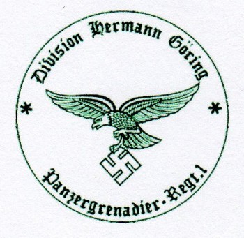 Panzergrenadier Regiment 1- Hermann Goring Division military rubber hand stamp.