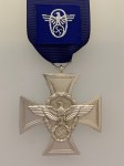 German Police 18 Year Long Service Cross in silver with embroidered ribbon.