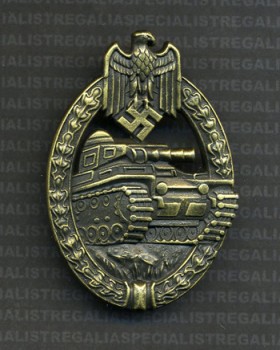 Army Panzer Assault Badge in Bronze RE-ENACTOR REPRODUCTION.