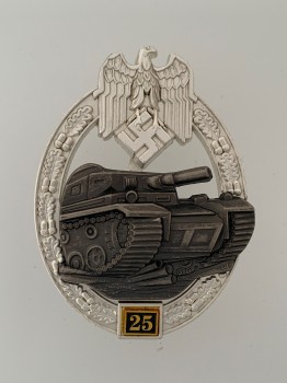 Army or Heer Panzer Tank Assault Badge for 25 Engagements.