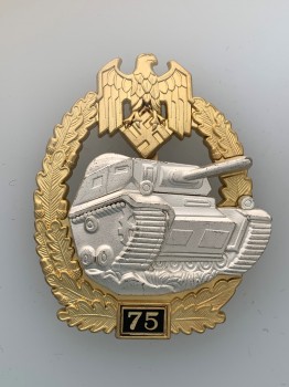 Army or Heer Panzer Tank Assault Badge for 75 Engagements.