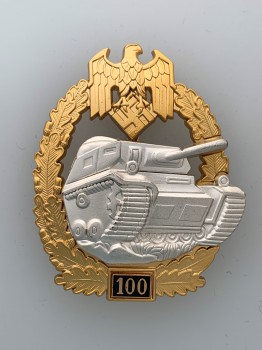 Army or Heer Panzer Tank Assault Badge for 100 Engagements.