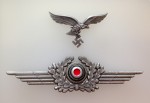Luftwaffe metal cap eagle and wreath set in Zinc.