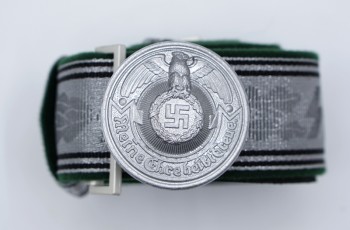 Waffen S.S. Officers dress brocade belt with buckle- Field Grey lined.