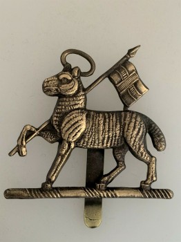 The Queens Royal Regiment (West Surrey) metal cap badge ANTIQUED.