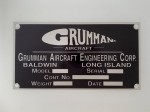 WWII USAF  USN Grumman Fighter Metal Bulkhead Plate.