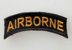 WWII AIRBORNE cloth shoulder title. Gold on black.
