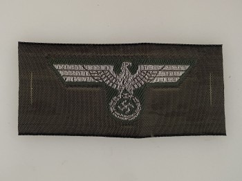 Army Officer's silk woven cap eagle on field grey.