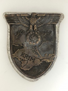 WW2 German Krim Battle shield. EXCEPTIONAL AGED FINISH.