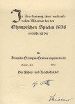 Olympic Games Medal certificate